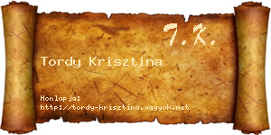Tordy Krisztina névjegykártya
